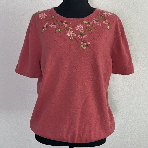 Vintage Alfred Dunner Embroidered Floral Top - Picture 1 of 4